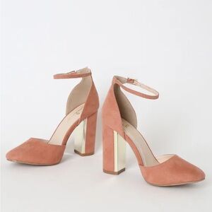 NWT - LULU’S ‘Laura’ Suede Ankle Strap Heels in Mauve
